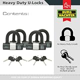 Burg-Wächter 100D Quadra Sold Secure Gold Keyed Alike U Lock Quad Pack Black view 3