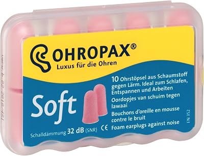 OHROPAX Soft Foam Earplugs SNR32dB Noise Reduction 2 Packs Workplace Sleep