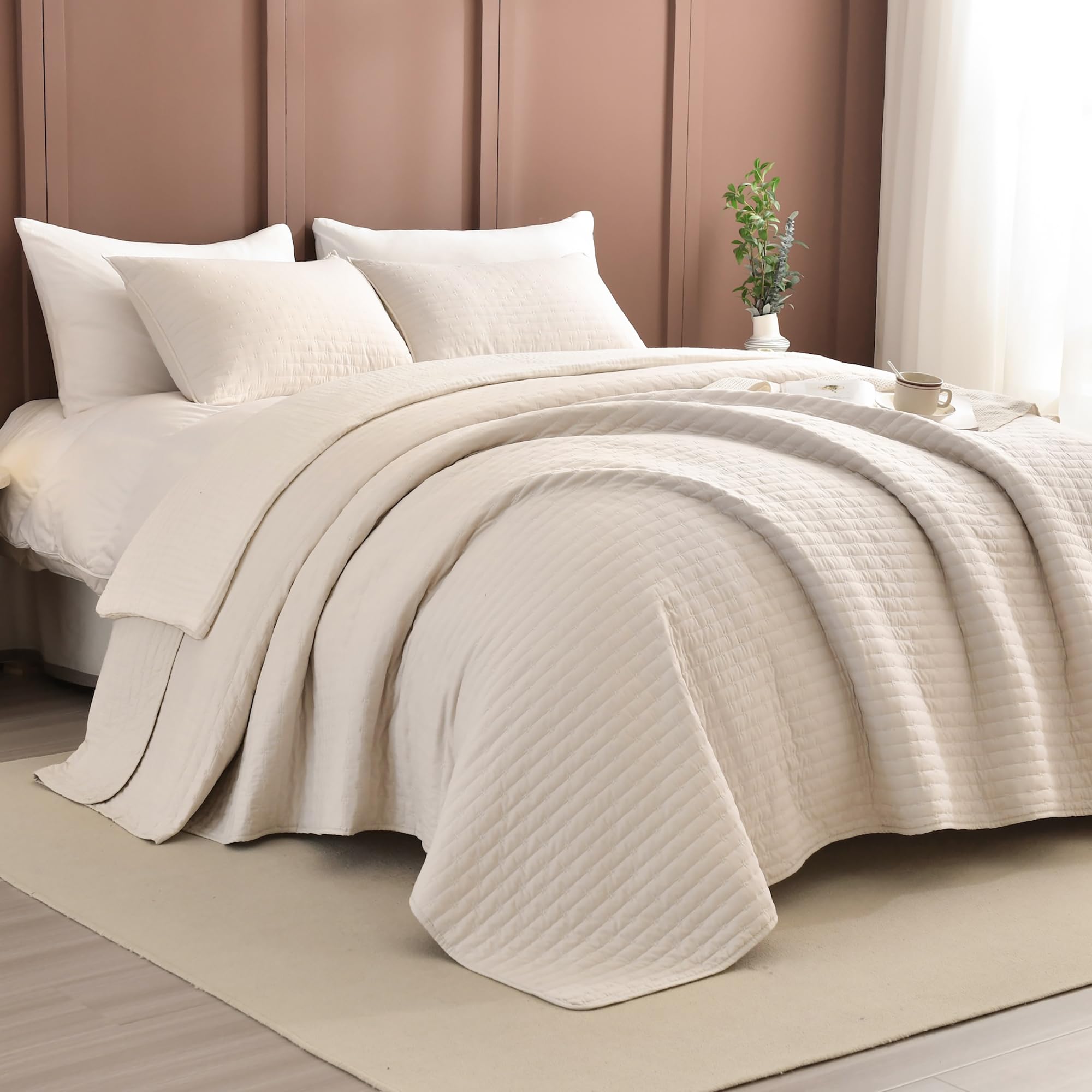 Photo 1 of Lady Ann Quilted Bedspreads Queen Size 100x106, Extra Large Oversized Queen Bedspread Coverlet Summer Lightweight and Thin Comforter Bed Cover for All Season 3pcs Ultra Soft and Cozy Bedding Blanket