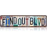 TREEPERI Vintage Find Out Blvd Street Sign Wall Decor Metal Tin Signs for Bar Home Bedroom Garage
