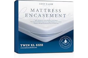 Cosy House Collection Luxury Zippered Mattress Encasement - College Dorm Room Essentials - 100% Waterproof - Rayon Derived from Bamboo - Ultimate Noiseless Comfort & Cooling (Twin XL)