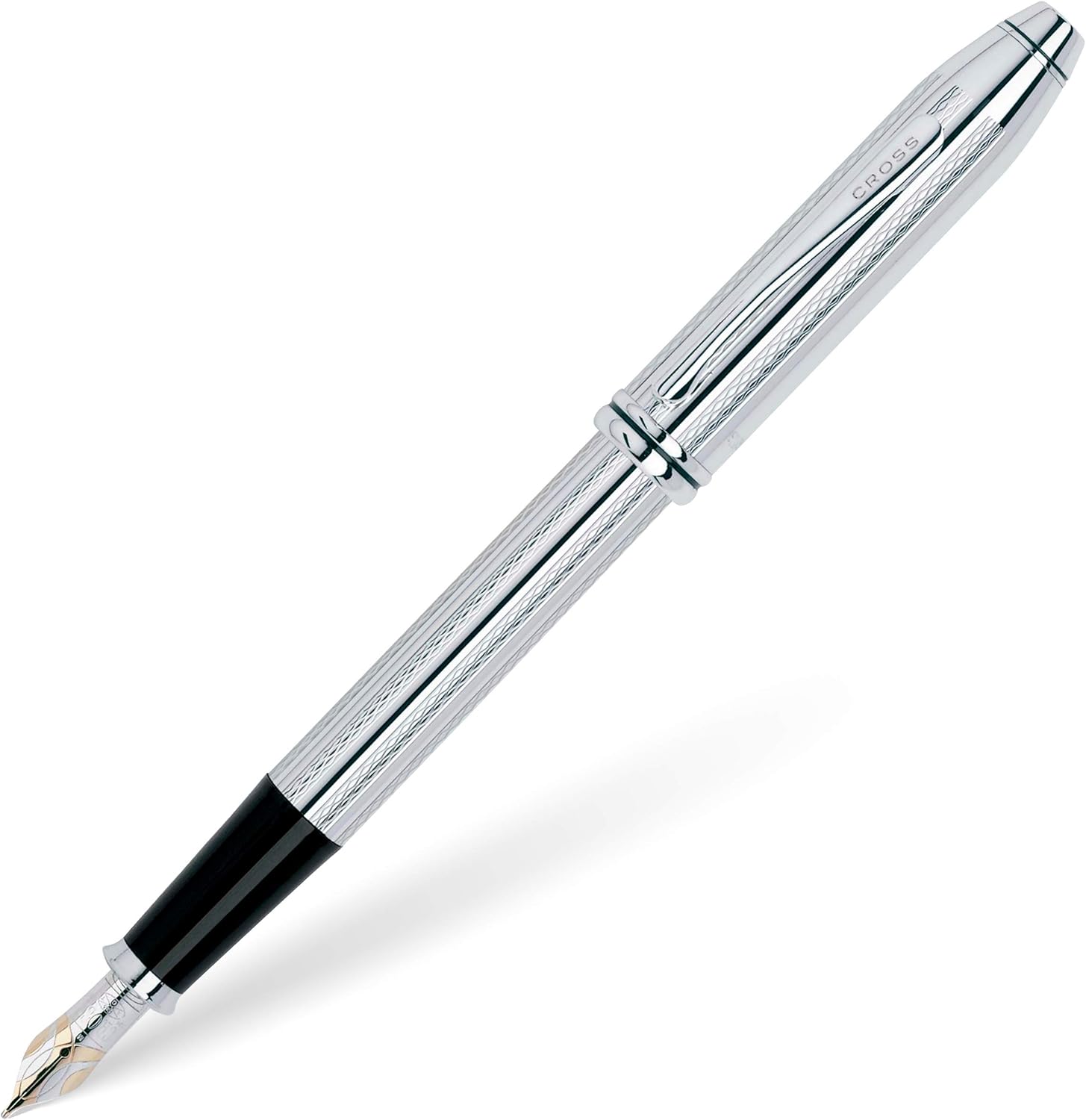 Cross Townsend Platinum Plated Fountain Pen with Two-Tone 18CT Gold/Rhodium Plated Nib Item# AT0046-1