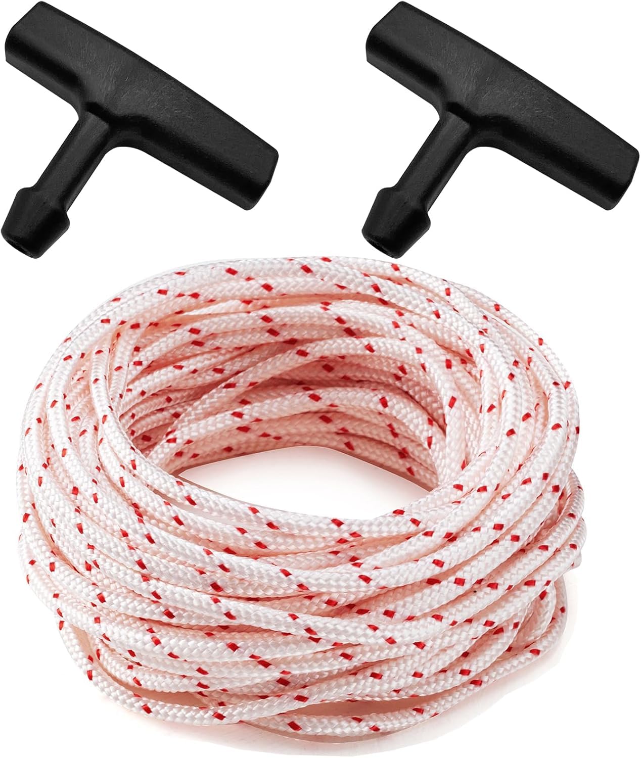 LiteTour Recoil Starter Pull Handle Starter Rope Kit - 2 Black Handles 10m 3.5mm Starter Cord - Compatible with Homelite, Craftsman Poulan for Chainsaws Lawn Mowers Trimmers Generators