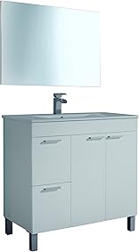 Artikmobel 305450BO - Mueble de baño Aktiva con 2 puertas y espejo, Blanco Brillo, 80x 80x 45 cm 