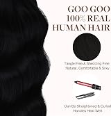 GOO GOO Tape In Hair Extensions 22inch 100g 40pcs 100% Remy Human Hair Jet Black view 8
