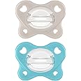 Chicco PhysioForma® Dual Soft One-Piece Orthodontic Silicone Pacifier for Babies 6-16 Months | BPA & Latex Free | Reusable Case | Grey/Ultramarine, 2pk