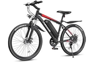 Funhang Electric Bike for Adults, 26'' 750W Peak Ebike, Up to 50 Miles 21.7MPH Electric Mountain Bike with 48V 374.4WH Removable Battery, Adjustable Stem, Fenders, Lockable Suspension Fork, 21-Speed
