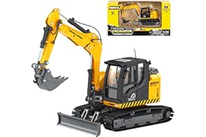 Qcar 1/50 Crawler-Type Excavator Construction Vehicle Toys, Vehicle Toys for Kids, Outdoor Sandbox Car Toys, Birthday Gift Toddler Boy Kid