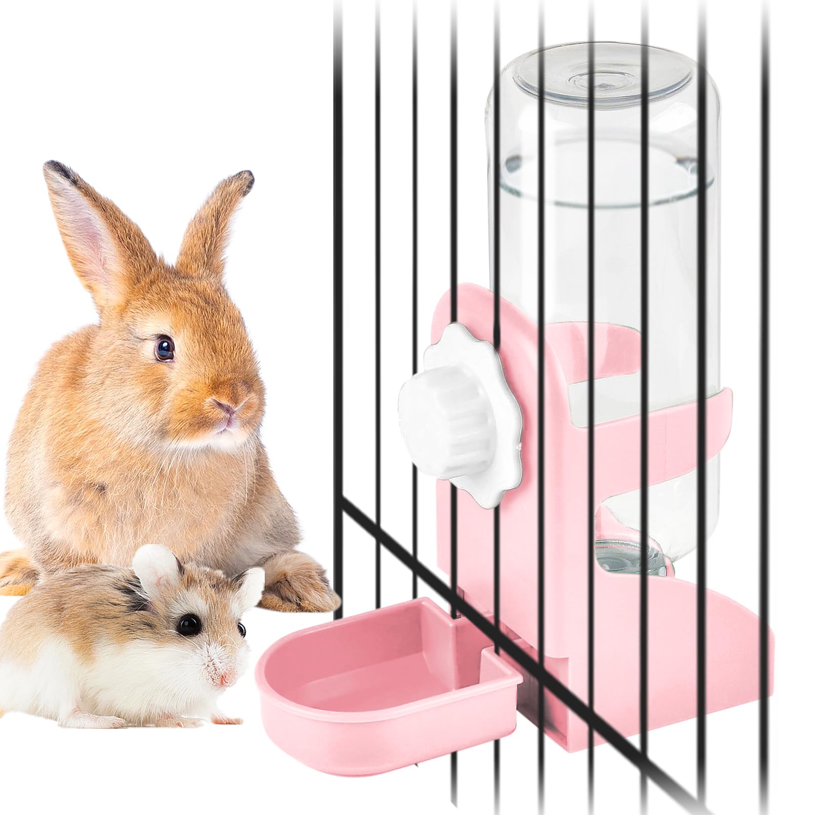 Photo 1 of kathson Rabbit Water Dispenser for Cage 17 Oz Hanging Guinea Pig Water Bottle No Drip Gravity Automatic Bunny Water Bottle No Leak Small Animal Water Bottle for Chinchilla Ferret Hamster?Pink?