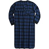 Esenchel Men's Cotton Flannel Nightshirt with Pockets