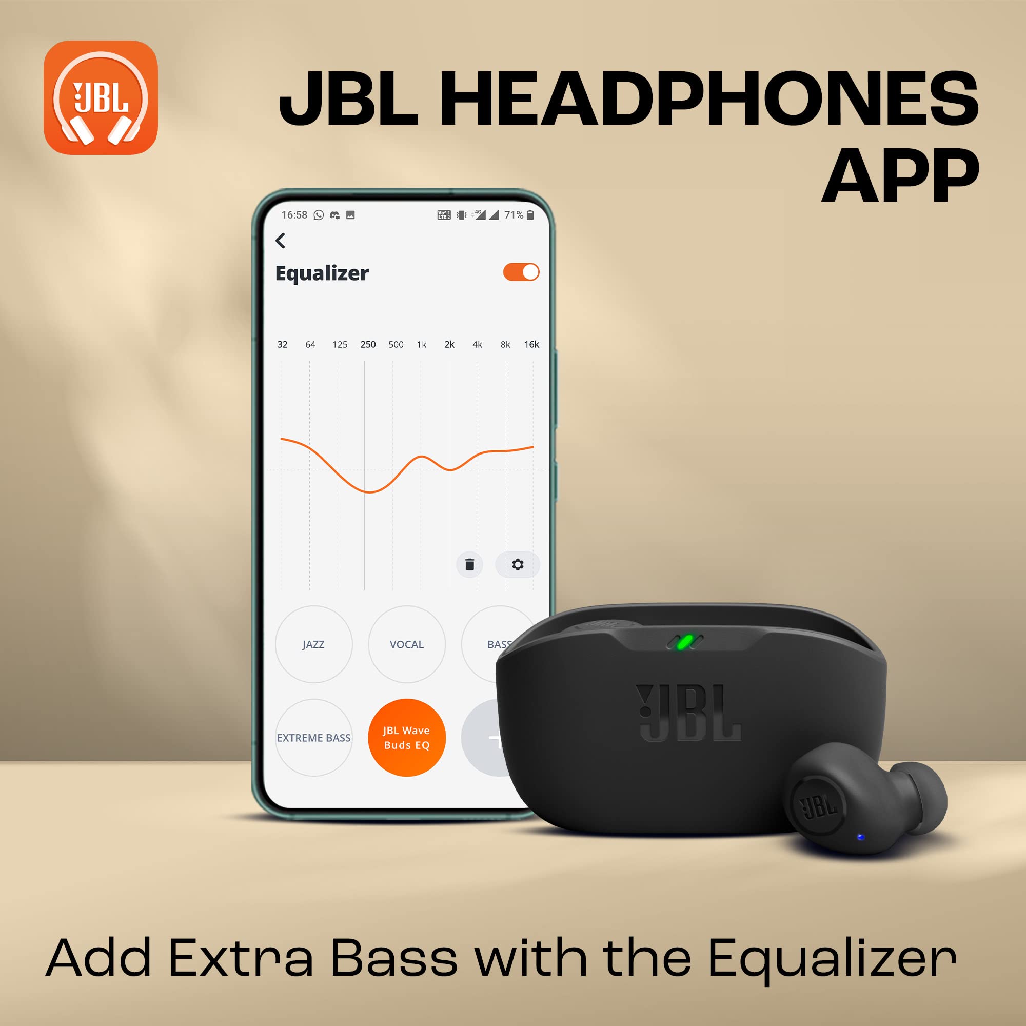 JBL Wave Buds – Kabellose In-Ear Ohrhörer mit IP54 und IPX2 Wasserdichtigkeit – Kraftvoller Bass und 32 Stunden Akkulaufzeit – Schwarz 4