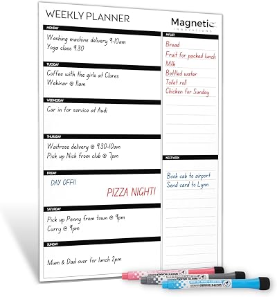 Magnetic Innovations A3 Magnetic Weekly Planner Fridge Whiteboard