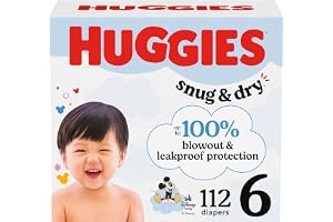 Huggies Couches taille 6, couches Snug & Dry pour bébé, taille 6 (112 kg)