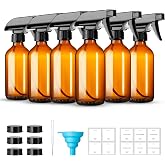 Vitreaux Amber Glass Spray Bottles 8oz Brown Glass Spray Bottles 6 Pack | Empty refillable brown glass bottles with adjustable nozzles,spray bottle for cleaning solutions,pets,hair care,gardening use