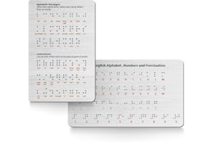 ZOOSA 2PK Braille Alphabet Board - Raised Dots for Braille Beginners, Sturdy Aluminum Braille Learning Tool with Letters, Numbers & Contractions (Patent Pending)
