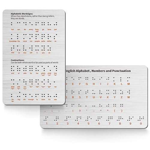 2PK Braille Alphabet Board - Raised Dots for Braille Beginners, Sturdy ...