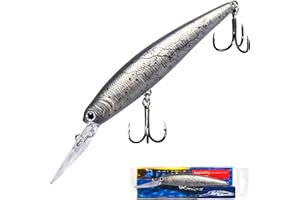 Pristis Minnow Fishing Lure, Long Casting Crankbait with Sharp Treble Hooks, Saltwater Freshwater Hard Bait Plug Set Tackle Kit with Precise Weight & Exquisite Coating for Crappie Bass Pike