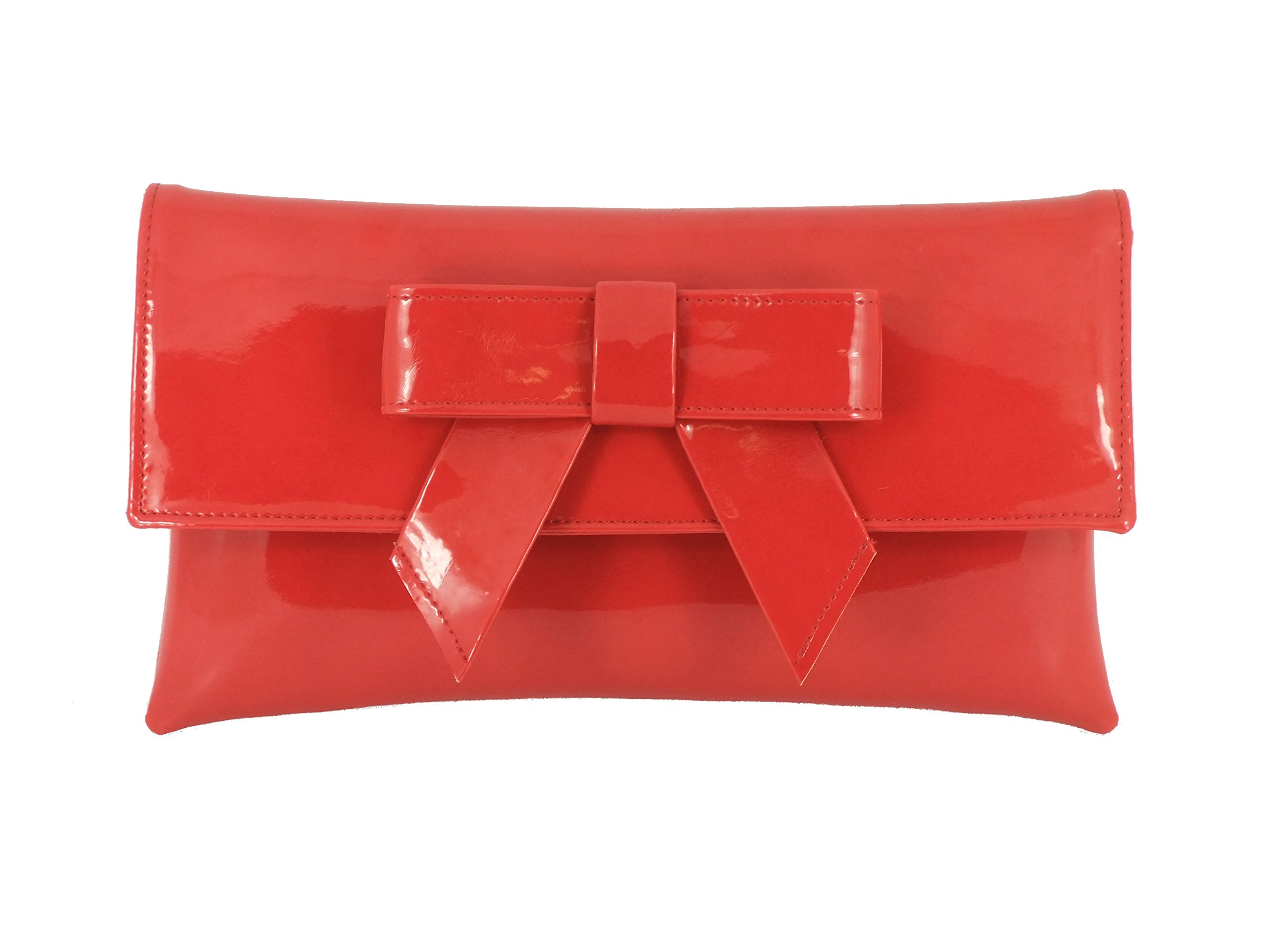 LONI Cute Patent Clutch Shoulder Bow Bag Small
