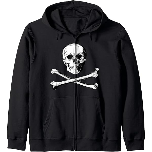 Amazon.com: CLASSIC SKULL AND CROSSBONES Zip Hoodie : Clothing