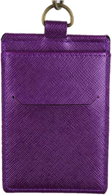Amazon カードホルダー ネックストラップ 社員証 メンズ レディース 縦型 パスケース カードケース Icカード 2枚 メタリックパープル Idカードホルダー