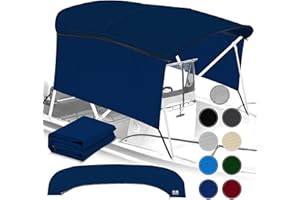 KNOX Universal 3 Bow Bimini Top Replacement Canvas & Sidewalls, 600D Marine Grade Sun Shade Boat Canopy with Detachable Side 