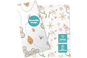 Motherly Haven Extra-Large Baby Play Mat, Waterproof Foam, Non-Toxic & Foldable, for Tummy Time, Crawling & Toddler Play, Indoor & Outdoor Use, 79"x71", Flowers and Bees Design