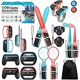 Switch 2 Sports Accessories, Wodbymat 25 in 1 Sports Bundle for Nintendo Switch 2 with 2 Tennis accessories 2 Grip Handle 2 Steering Wheels 2 Bowling ball grip 2 Sword accessory Shared 2 grip 2 Golf accessories 2 Binding tape 2 Wrist strap 2 Lanyard times 2 Lanyard grip 2 Rocker cap 1 Storage bag