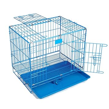 Pet Dreams Powder Coated Iron Cage with Removable Tray for Dog (24-inch, Large Blue)