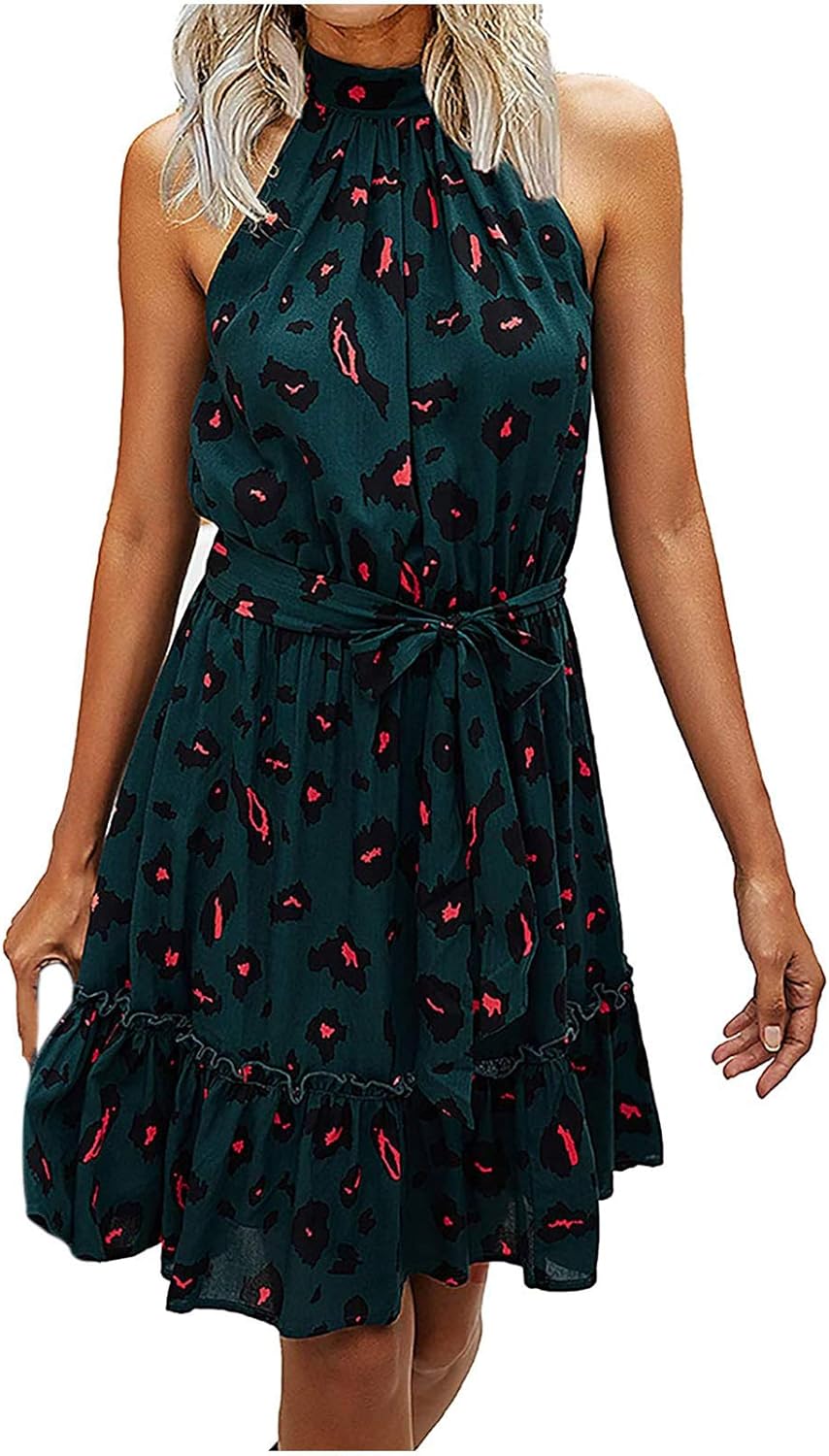 Damen Sommerkleid Floral Spitze - A-Linie Mit Rückenknoten