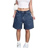 OYOANGLE Women's Baggy Jorts Straight Leg Loose Denim Shorts Y2K Casual Jean Shorts with Pockets Streetwear