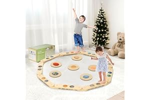 COSYLAND Wooden Balance Beam for Kids - 15 PCS Toddler Balance Beams and Stepping Stones - Sensory Balance Beam for Indoor Obstacle Course, Toys for Kids Age up 18 Months, Stars