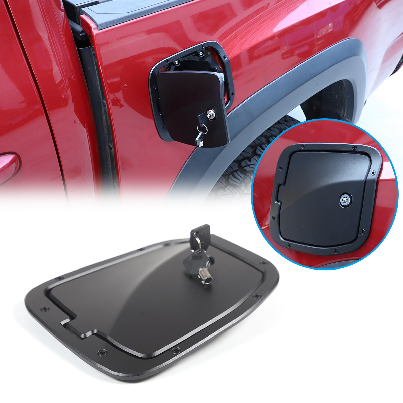 Photo 1 of HAPPYHORSE Fuel Tank Cap Replacement Anti-theft Lock Cap Compatible with Toyot@ Tacoma 2016-2022 Automotive Fuel Tank Gas Filling Cap Decoration, Gas Tank Door Cap with Lock, BSDVO9GH
