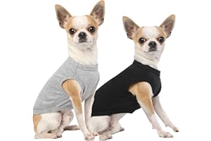 SyChien Dog Lightweight Shirts,Blank Cool Summer Cotton Cool Clothes for Small Puppy Chihuahua Teacup Yorkie,Dogs Soft Breathable Male Female Vests,Black Grey XS