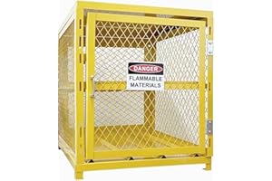 Mengstart Horizontal Cylinder Storage Cabinet, 4 Cylinder Capacity, Gas Cylinder Cabinet with Yellow Powder Coat Finish, 31x3