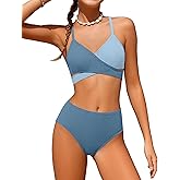 Aulyffo Girls Swimsuits Bikini Set,Two Piece Swimsuit Criss Cross Bathing Suit Girls' Swimwear