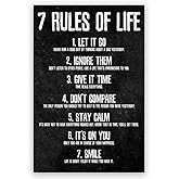 Inspirational Motto Canvas Wall Art 7 Rules of Life Motivational Posters Motivational Wall Decor for Office Home Bedroom Positive Art Decoration 8x12in Unframed