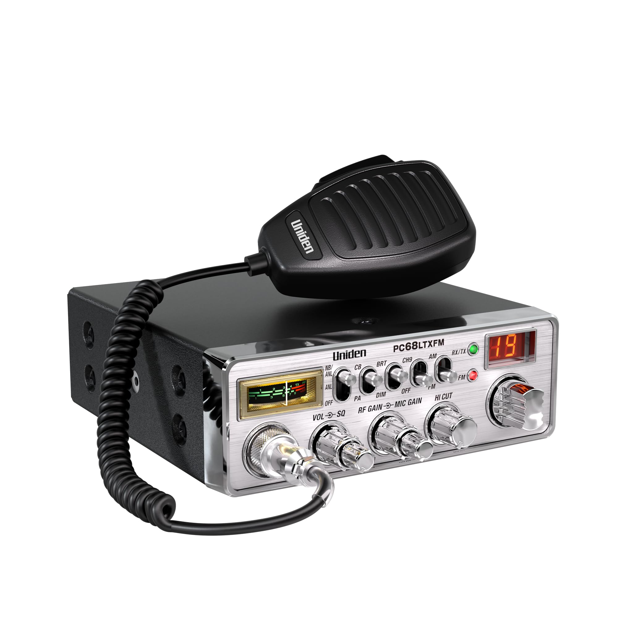 Uniden PC68LTXFM Professional 40-Channel CB Radio with Dual-Mode AM/FM, Integrated SWR Meter, PA/CB Function, Hi Cut, RF/Mic Gain Control, and Instant Channel 9 Image