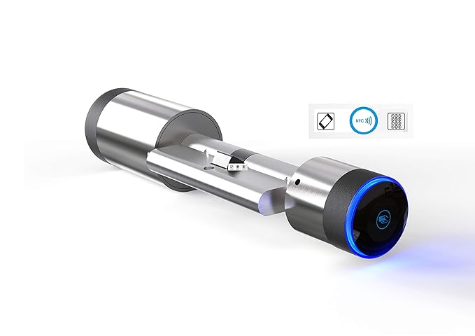 3 in 1 Smart Schloss Smart lock schlüssellose Zutrittskontrolle NFC_Karte Pin APP aus hochwertigem Edelstahl silber matt (NFC