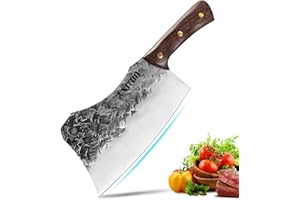 XITUO Hand Forged Bone Cleaver, High Carbon Steel Japanese Butcher Knife Heavy Duty Meat Chopping Chef Kitchen Knife for Home