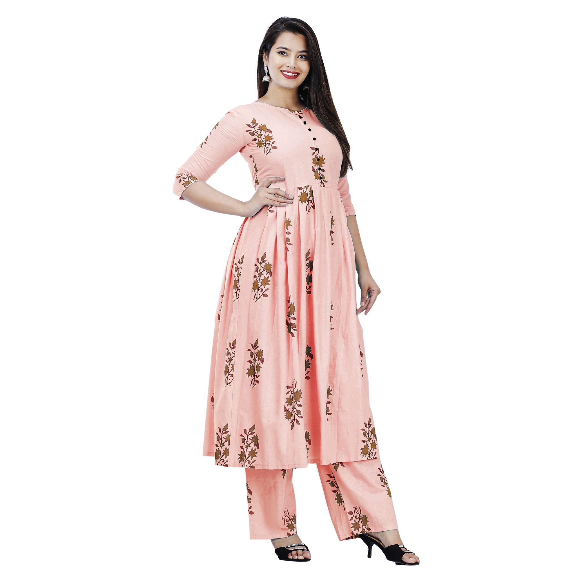 G for Girl Women's Cotton Kurta Palazzo Pant Set