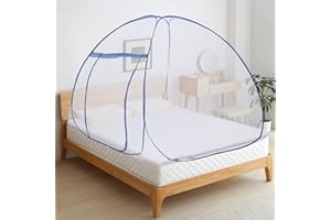 Lanpet Mosquito Net for Beds, Pop-up Tent Mosquito Netting with Net Bottom, Bed Tent for Indoor and Outdoor Use, Camping Tent,Insect Screen(Twin Queen King Size,Gray/Blue)
