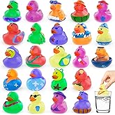 24 Pack Valentine Day Color Changing Rubber Ducks,Jeep Ducks for Ducking Baby Bath Beach Toys Easter Basket Stuffer Party Favors Mini Ducks for Pool Water Activity