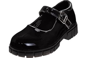 French Toast Girls Round Toe Ankle Strap Maryjane School Shoes - Mary Jane Chunky Platform Oxford Dress Shoe Pumps - Black/Navy/Brown (Size 12-5 Little Kid/Big Kid)