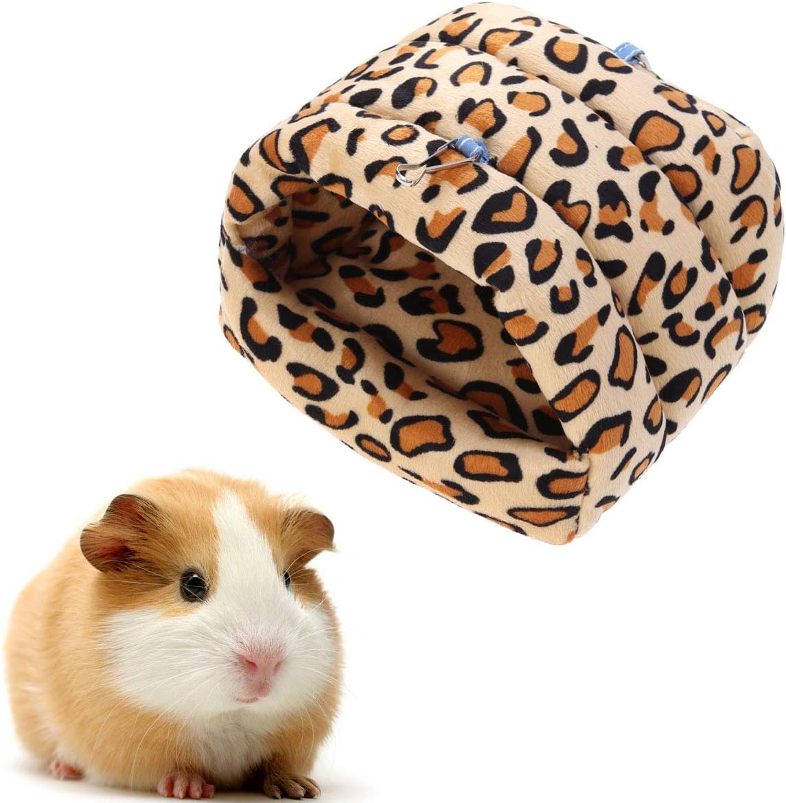 POPETPOP Hamster House Bed Guinea Pig Winter Warm Sleeping Nest Hideout for Hedgehog Chinchilla Small Animal Hanging House Cage (Leopard Print) - Image 5