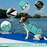 EMUST Dog Life Vest Reflective Strips Adjustable Turquoise L view 2
