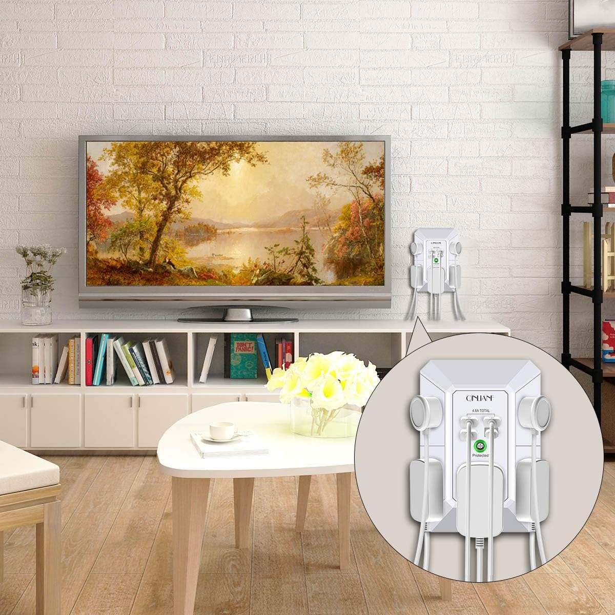 USB Wall Charger, Surge Protector, QINLIANF 5 Outlet Extender with 4 USB Charging Ports ( 4.8A Total) 3-Sided 1680J Power Strip Multi Plug Outlets Wall Adapter Spaced for Home Travel Office (3U1C): Electronics