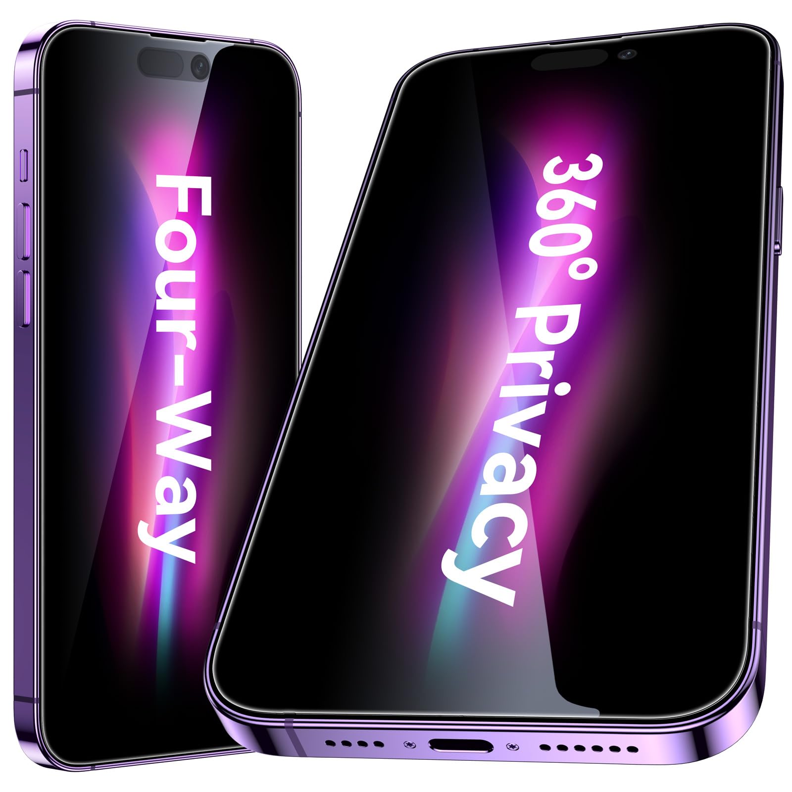 Photo 1 of Esanik [2-Pack for iPhone 14 Pro 360° Privacy Screen Protector - 4-Way Anti-Spy Tempered Glass,Shatterproof, Anti-Peep, Scratch Resistant,Easy Installation Frame Included