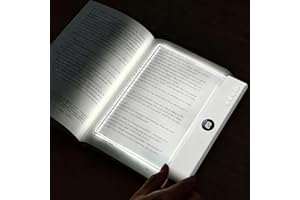 Flat Book Light, Rechargeable Clear LED Flat Reading Light with 3 Colors & Timer, Dimmable Panel Plate Book Lamp Full Page Li