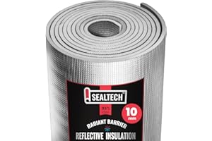 SEALTECH Ultra Heavy Duty 10mm Reflective Insulation Roll - Premium Foam Core Radiant Barrier for Energy Conservation -Commercial Grade Soundproofing Thermal Shield for Indoor and Outdoor (36" X 75')
