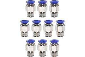 HARFINGTON Push to Connect Fitting 6mm Tube OD x 1/8" NPT Thread Male Straight Quick Connector Copper Air Line Hose Fittings 